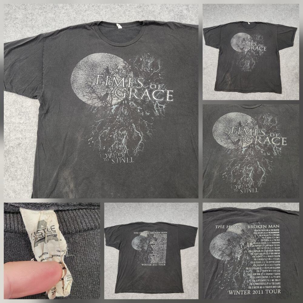 VTG Time Of Grace The Hymn Of A Broken Man Band Music Tour 2011 T Shirt Mens 2XL